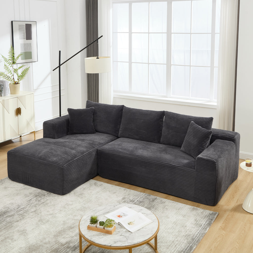 Modular Sectional Sofa Couches L-Shape Couch 3 Seat Modular Sofa Memory Foam Sectional Couches for Living Room, Cloud Couch with Oversized Chaise (Beige, Stripe (Left Facing Chaise))