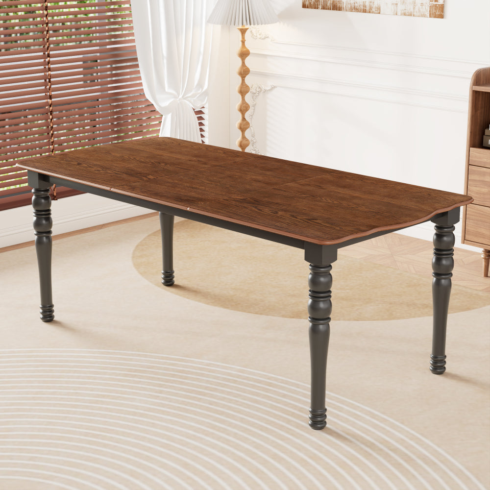 7-Piece Dining Table Set, 60inch to 78inch Extendable Wood Dining Table with Removable Leaf, Kitchen Table Set with 6 Upholstered Side Chair, Dining Table Set for 6
