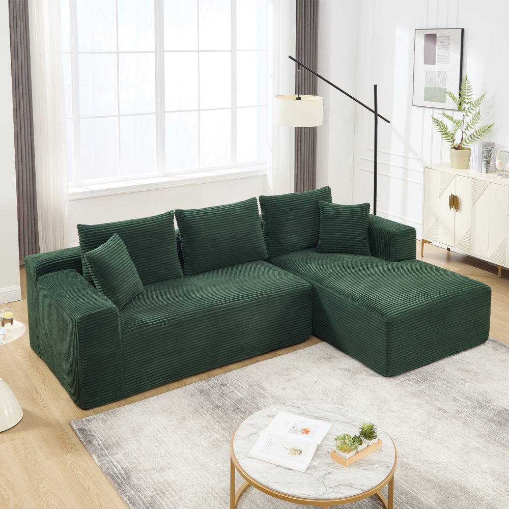 Modular Sectional Sofa Couches L-Shape Couch 3 Seat Modular Sofa Memory Foam Sectional Couches for Living Room, Cloud Couch with Oversized Chaise (Beige, Stripe (Left Facing Chaise))