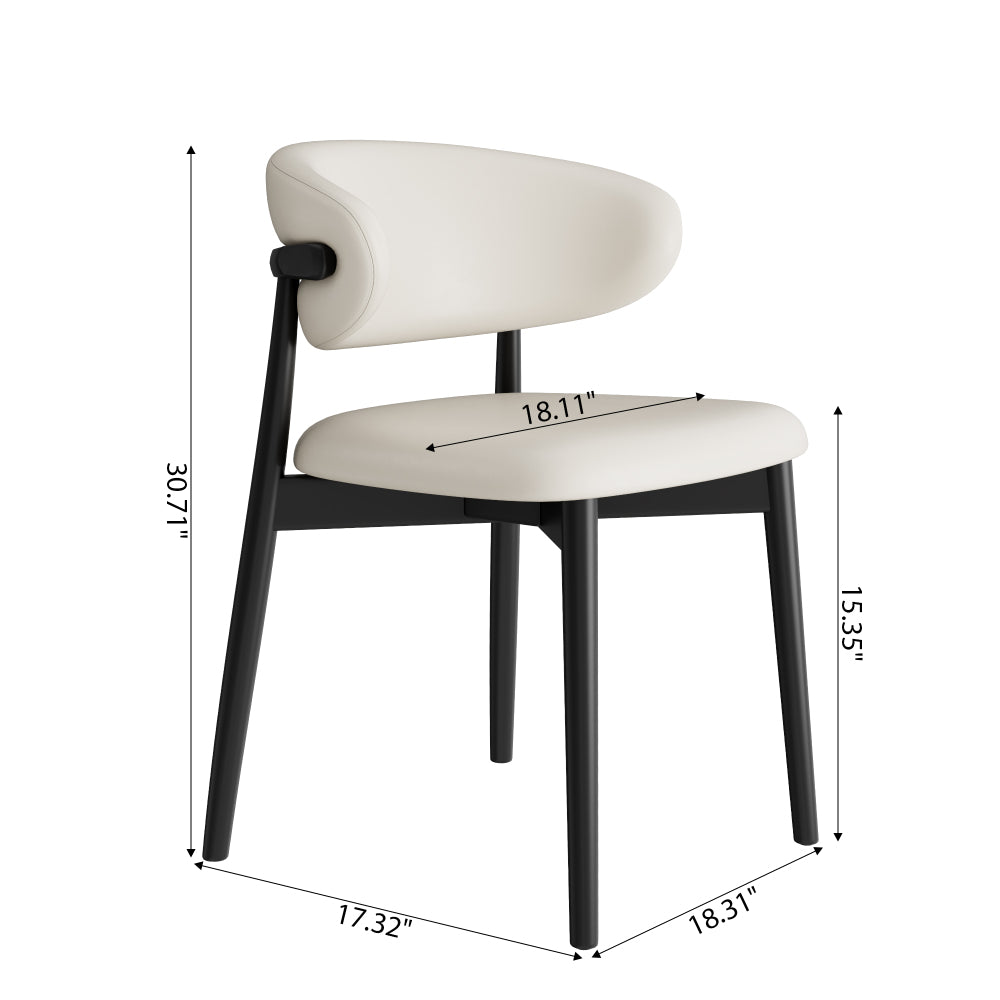Leather Upholstered Dining Chairs Set Of 2, Armless Side Chair With Backrest - Black & White