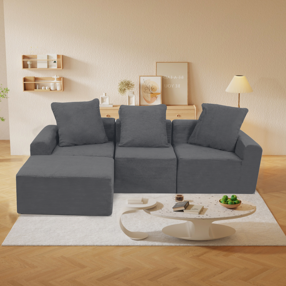 Convertible Modular Sectional Sofa Set Popular Microfiber Fabric Compression Sofa