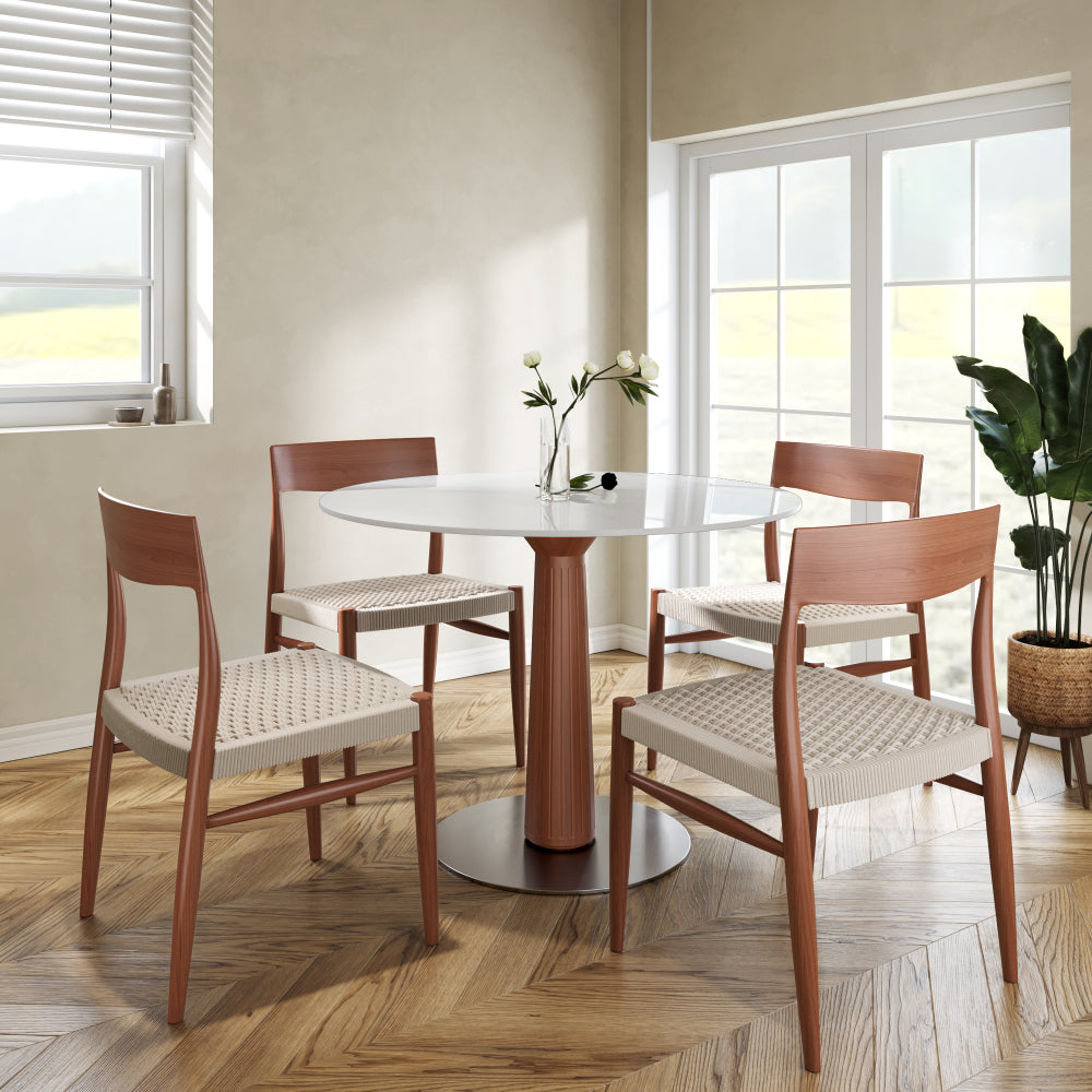 Farmhouse Round Dining Modern Bistro Table 43" - White Grey, Breakfast Nook Small Table For 2-4