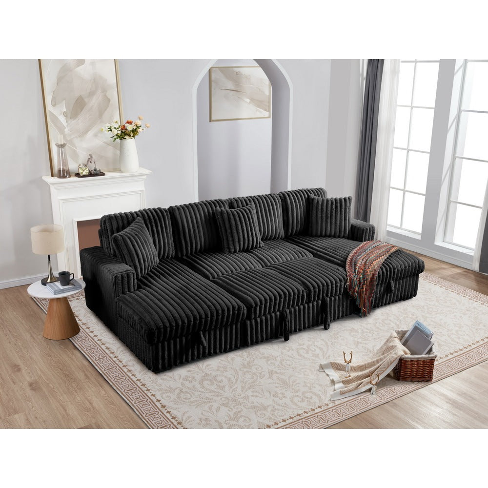 ST2401 pull bed storage chaise setional sofa DARK GREY