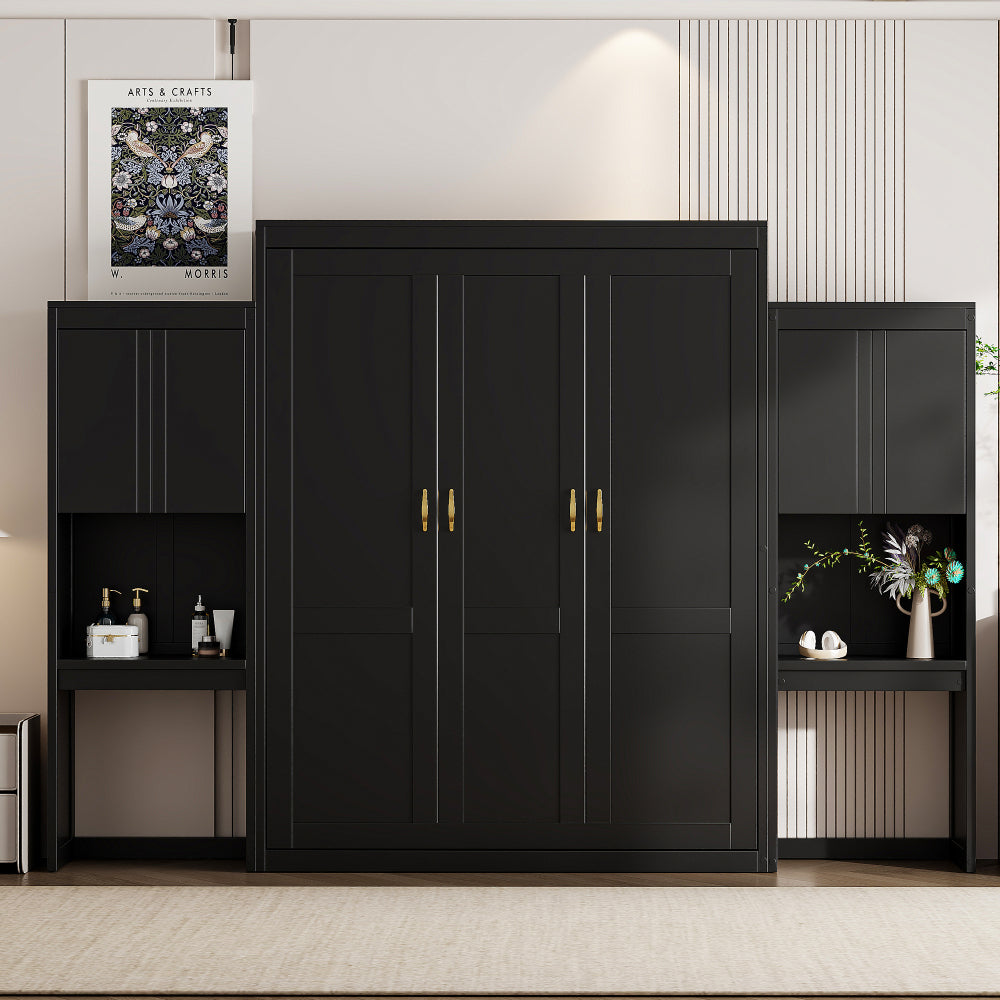 Queen Size Murphy Bed with Hydraulic Lift & Desk Design, White(OLD SKU: N820S00033K)