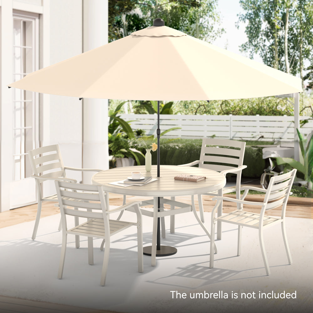 5 Pieces Outdoor Patio Dining Set, 4 Stackable Metal Dining Chairs and 40.6" Round Metal Dining Table, Outdoor Table and Chairs for Lawn Garden Backyard Deck