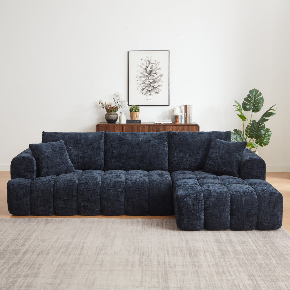 Chenille L-Shape Luxury Sectional Oversized Sofa,Mnimalist Design,Comfy Sleeper Couch for Living Room,Apartment&Reception Spaces,No Assembly Required