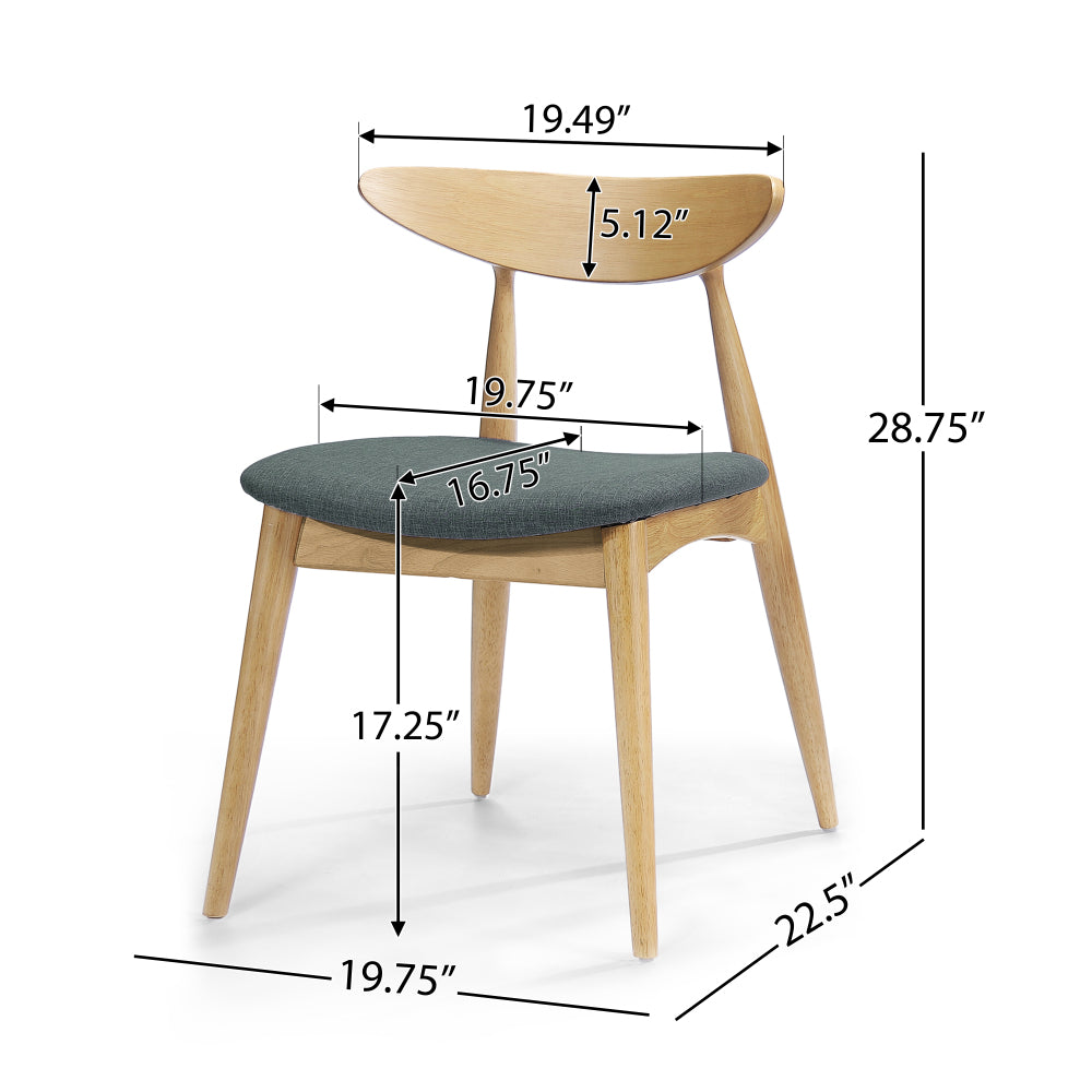 5-Piece Dining Set, 1 Table + 4 Chairs, Rubberwood Frame, Ergonomic Chairs & Faux Wood Table, Natural+Grey+White Oak