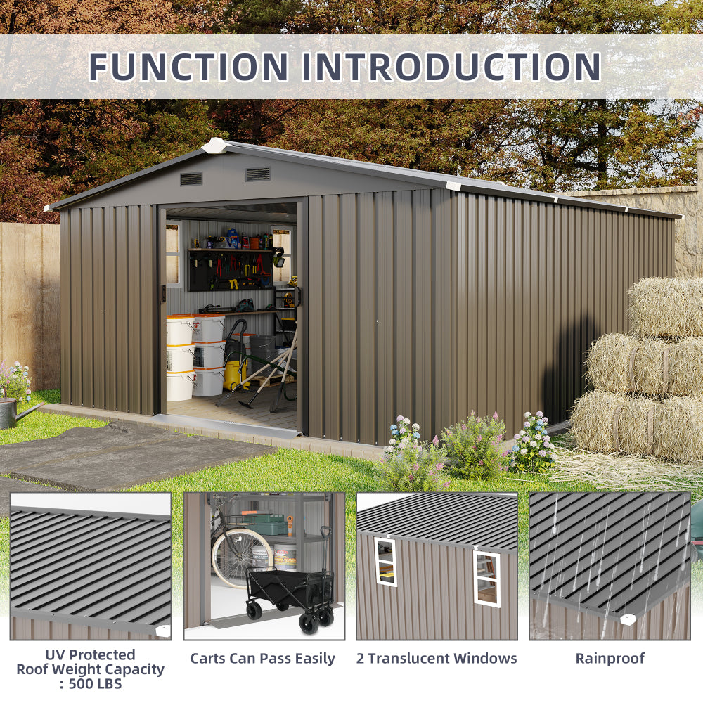 Campcraft 10*12ft 0.25mm color steel plate, surface protective film, Two daylight Windows, A practical and thoughtful gift,two colors can be freely selected storage sheds