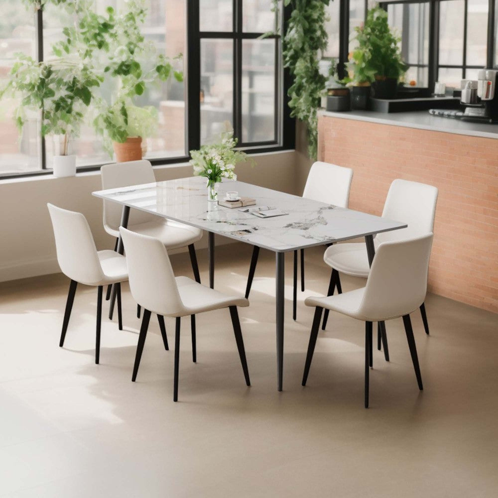 Dining Chairs 2PCS, Modern Kitchen & Dining Room Chairs, Upholstered Faux Leather Cushion Seat and Sturdy Metal Legs