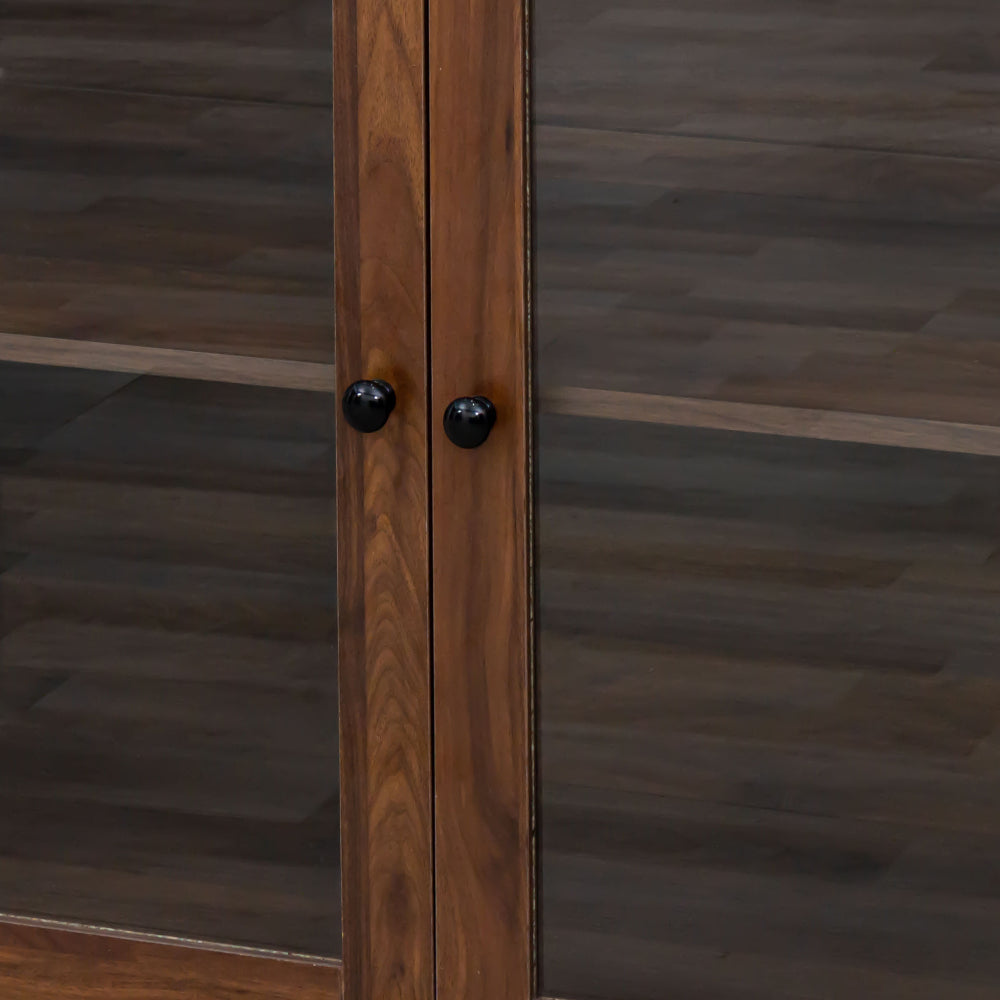 63" W Large Kitchen Hutch Cabinet, Freestanding Pantry Cabinets Storage Kitchen Cupboard with 4 Doors, 4 Drawers & Microwave Shelf, Walnut