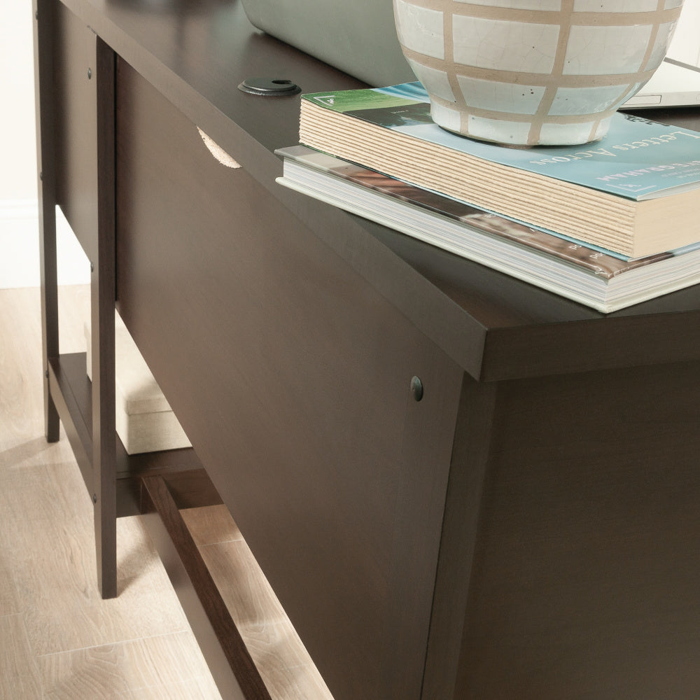 Sauder Summit Station Single Pedestal Desk, Cinnamon Cherry Finish