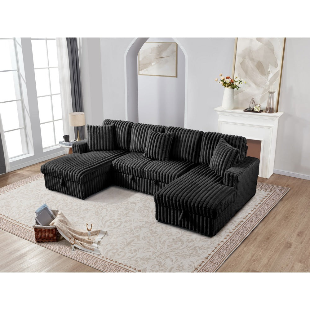 ST2401 pull bed storage chaise setional sofa DARK GREY