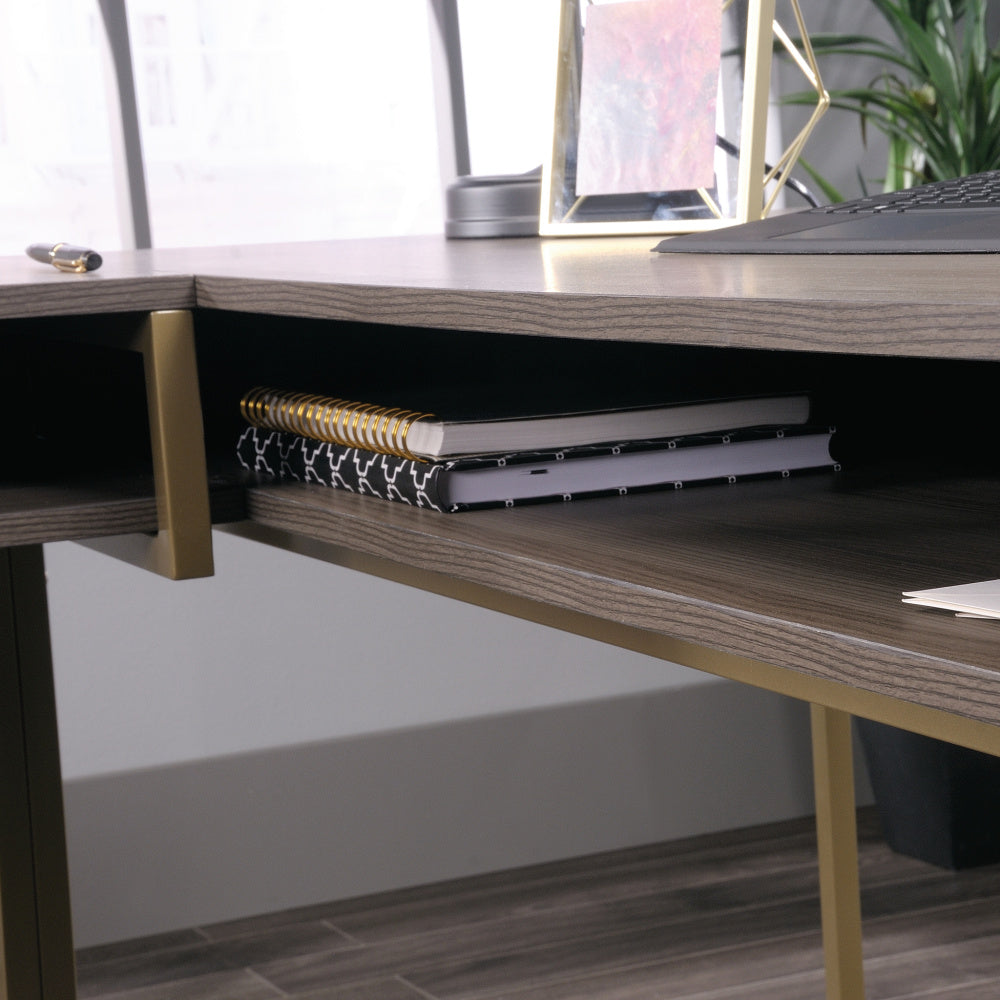 Sauder International Lux L-Shaped Desk, Diamond Ash Finish