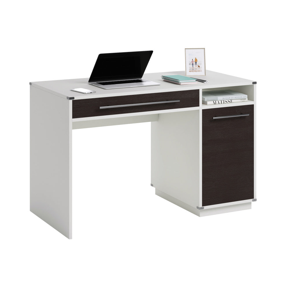 Sauder Vista Key Single Pedestal Computer Desk with Storage, Misted Elm Finish