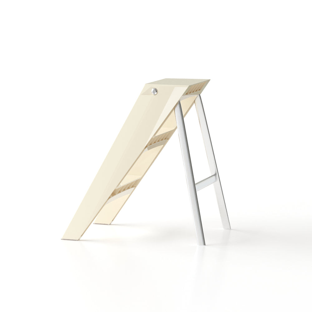 Home folding ladder frame indoor (white)multi-functional thick folding ladder stool simple creative anti-slip plastic edge table ladder frame
