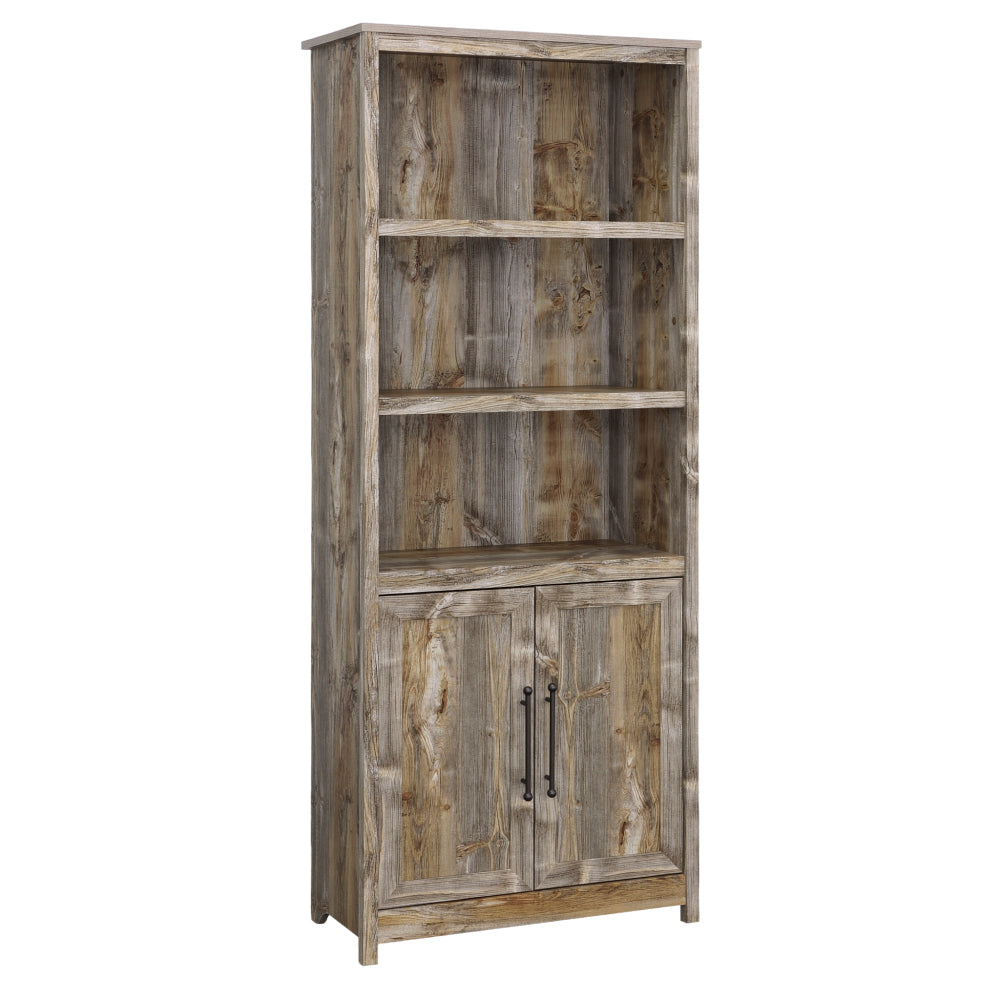 Sauder Granite Trace Book Shelf, Bookshelf with Storage, Library Bookcase with Doors and Adjustable Shelves, in Rustic Cedar Finish