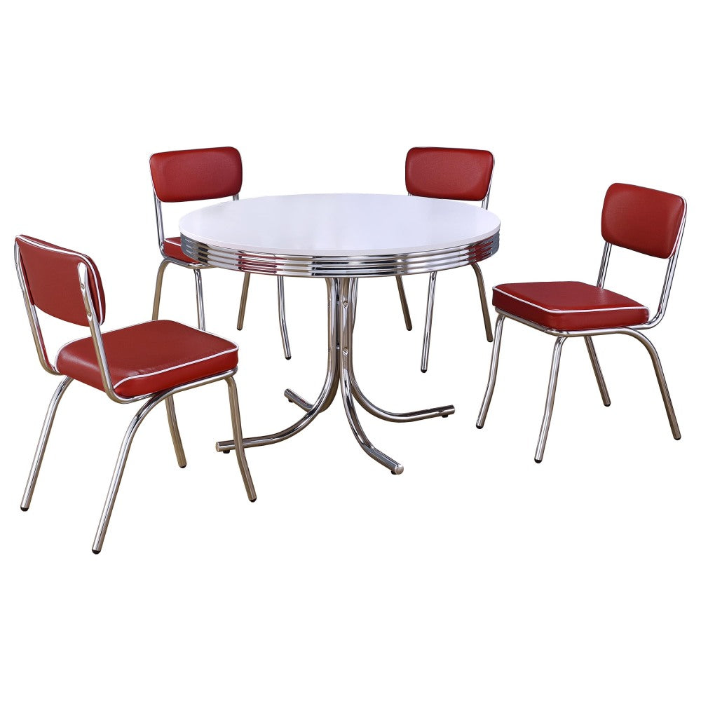Parlisse White 5-piece Round Dining Set