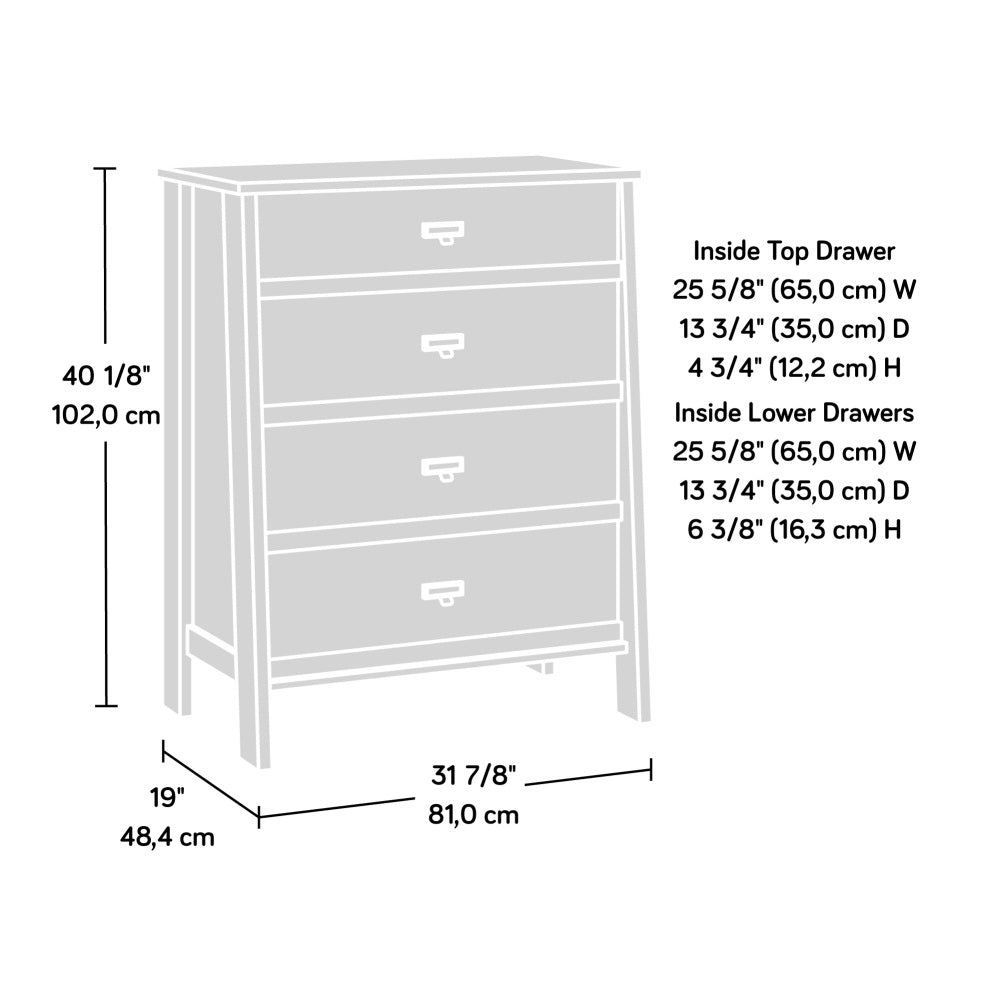 Trestle 4-Drawer Bedroom Chest Raven Oak  – Sauder