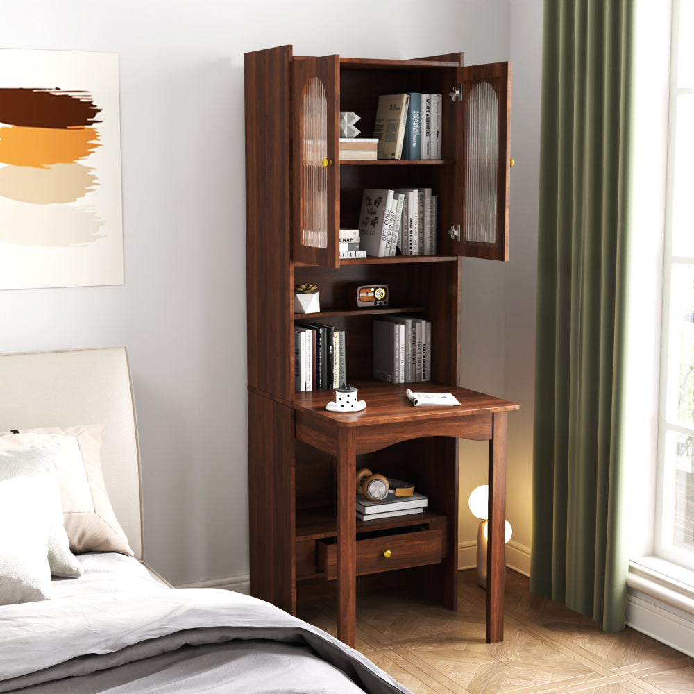 Home Office Computer Desk with Hutch, Antiqued Black finish