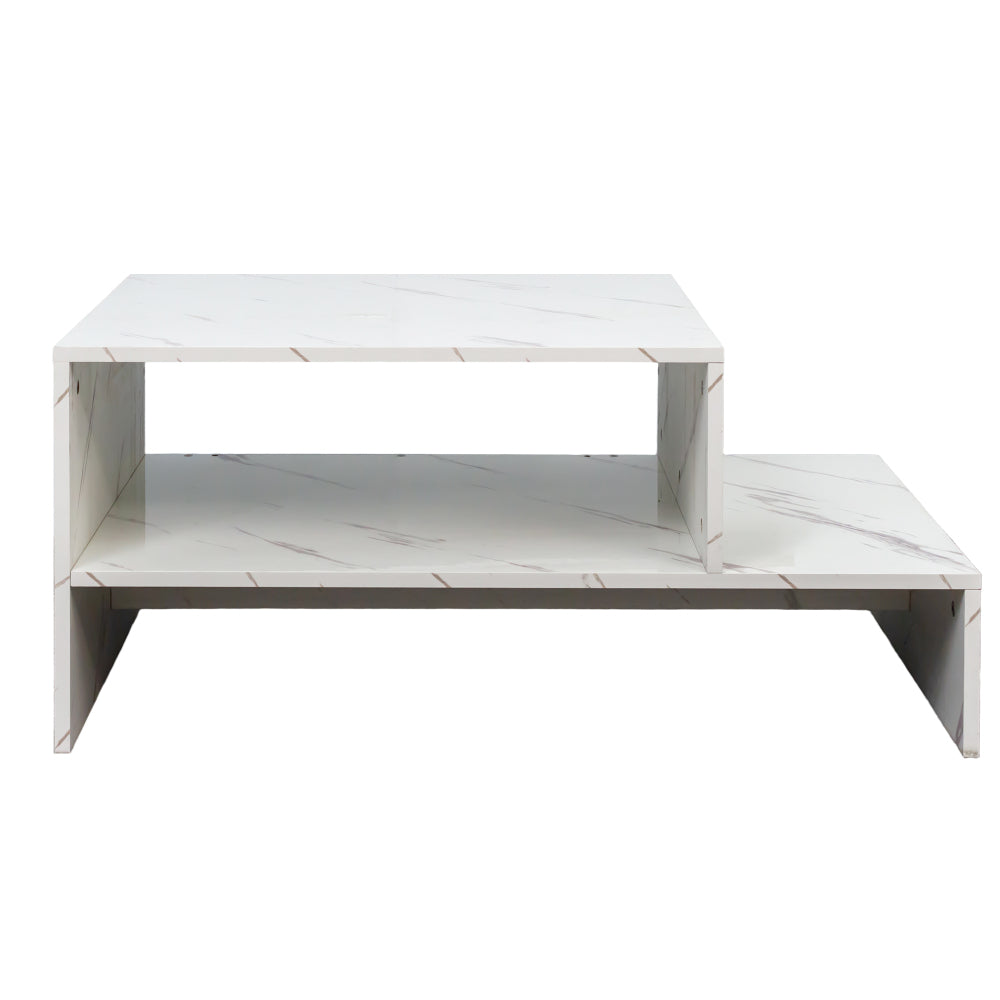 Coffee table with unique architectural shape,white