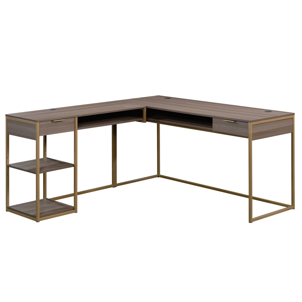 Sauder International Lux L-Shaped Desk, Diamond Ash Finish