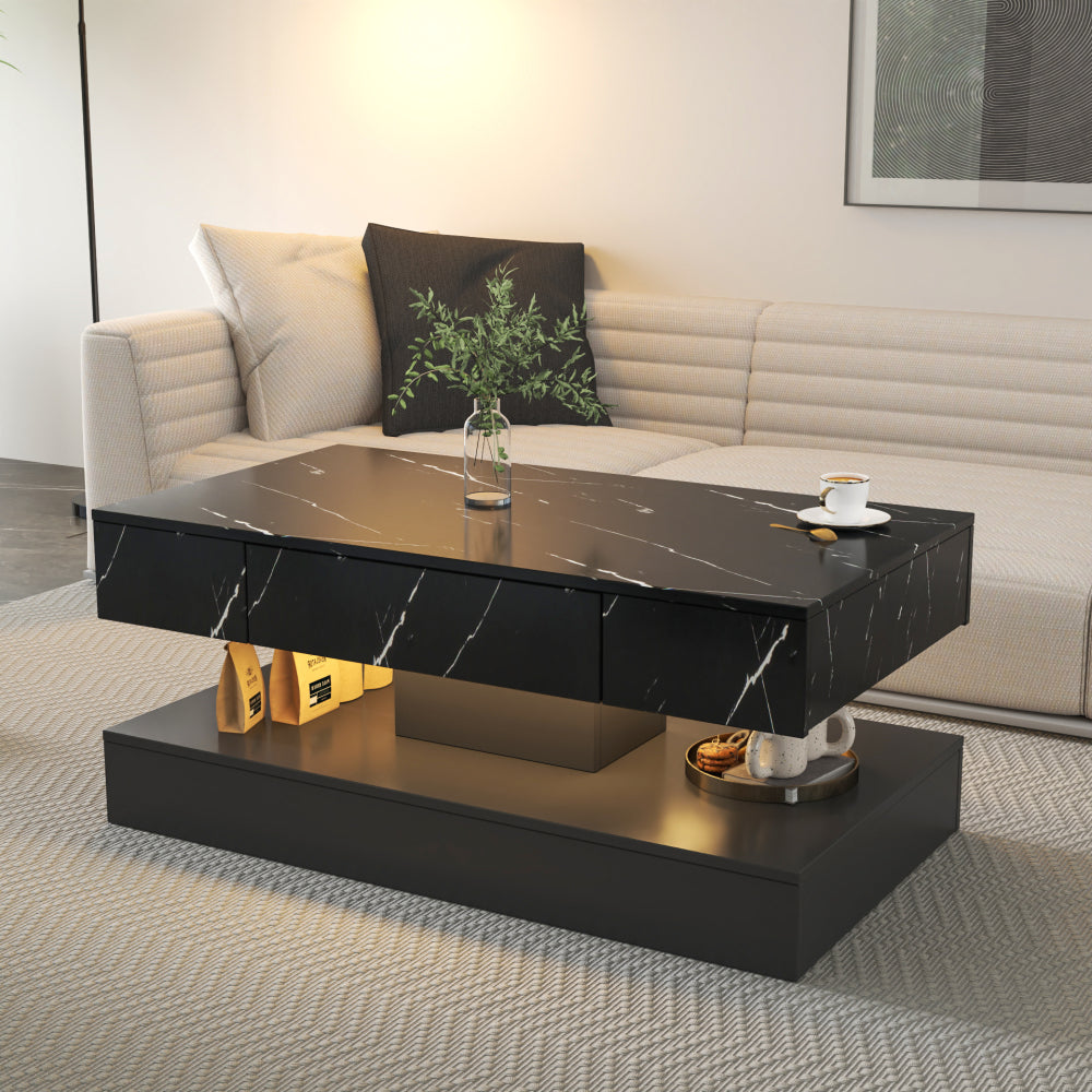 Coffee Table with Sliding Tabletop, Center Table with Hidden Storage Compartment, Extendable Table  for Living Room