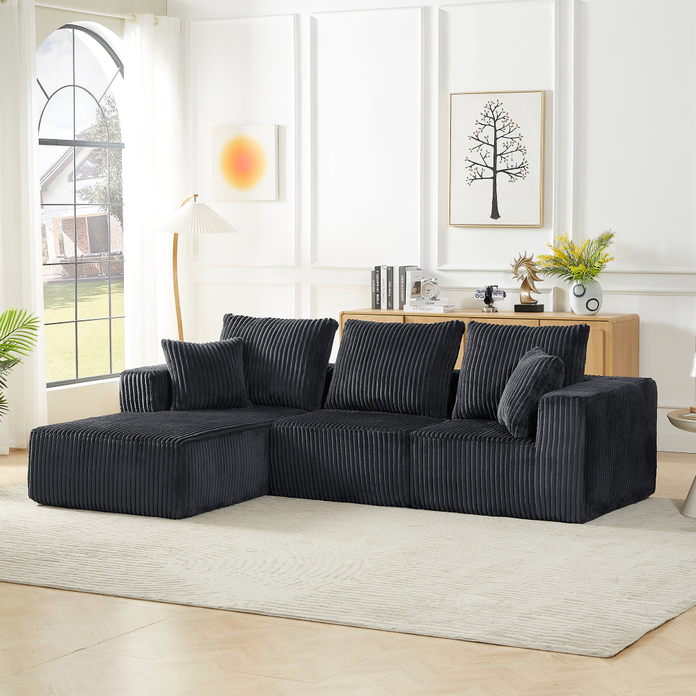 Modular Sectional Sofa, Modern Corduroy Cloud Couch with Deep Seat, Upholstered 4-Seater Sofa for Living Room, No Assembly Required
