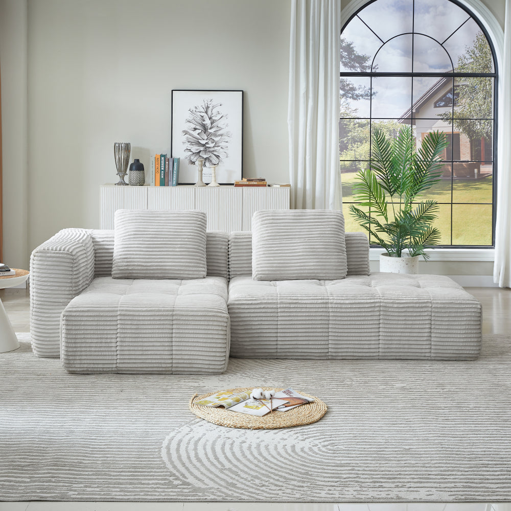 L-Shape Modular Compressed Couch,Cloud Sectional Sofa with Chaise Lounge,No assembly required,Upholstered Oversized Couches for Living Room,Apartment