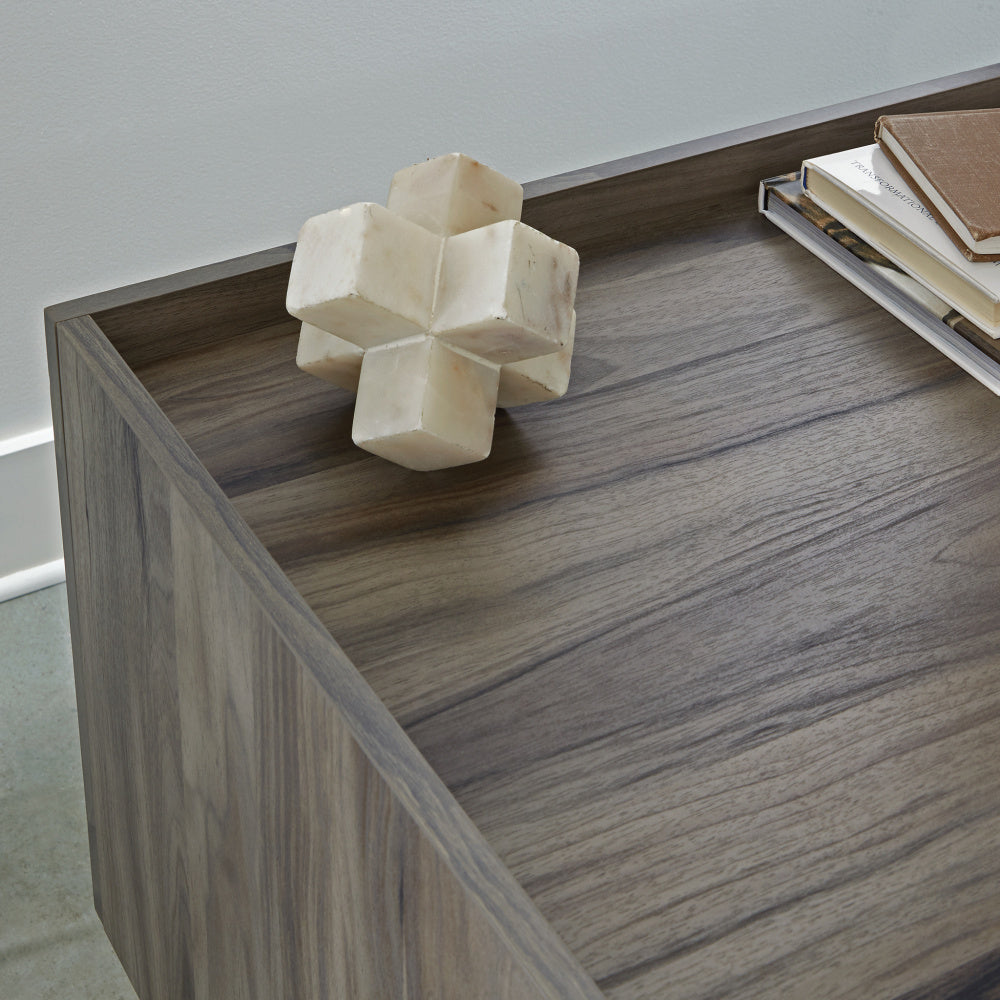 Sauder Harvey Park Modern Home Office Desk with Storage, Jet Acacia Finish