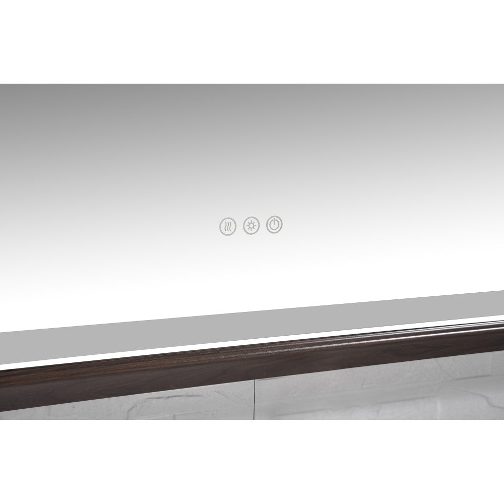 72 x 48 Inch LED Bathroom Mirror with Aluminum Frame, Wall Mounted Vanity Mirror, Anti-Fog, Memory, 3 Colors, Stepless Dimmable