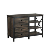 Sauder Steel River Commercial Office Credenza, L: 42.05" x W: 20.08" x H: 29.53", Carbon Oak Finish