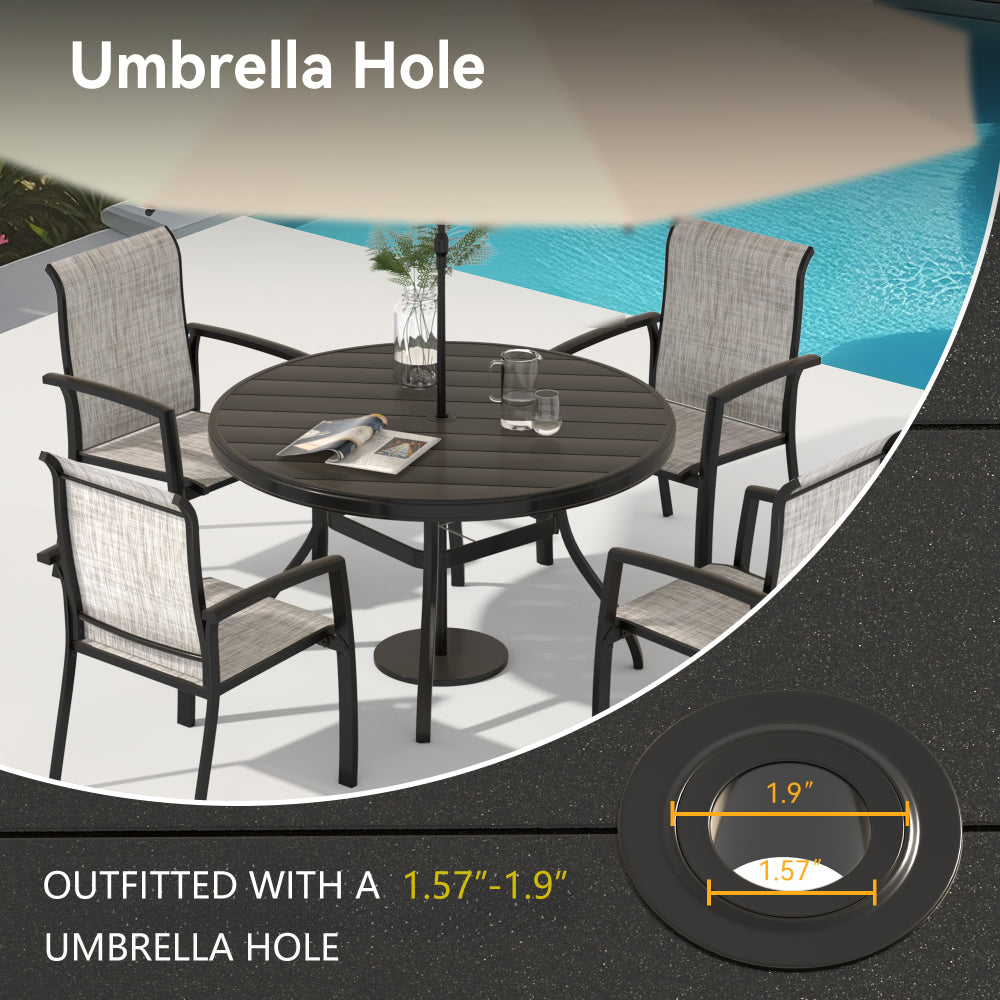 7 Pieces Patio Dining Set, Patio Furniture Set of 6 Patio Stackable Dining Chairs and 52.95" Outdoor Metal Round Table