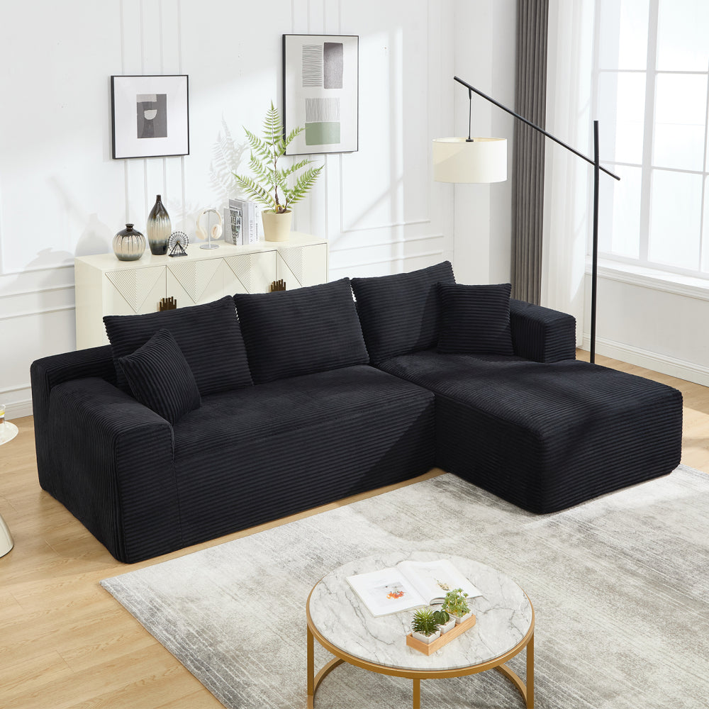 Modular Sectional Sofa Couches L-Shape Couch 3 Seat Modular Sofa Memory Foam Sectional Couches for Living Room, Cloud Couch with Oversized Chaise (Beige, Stripe (Left Facing Chaise))