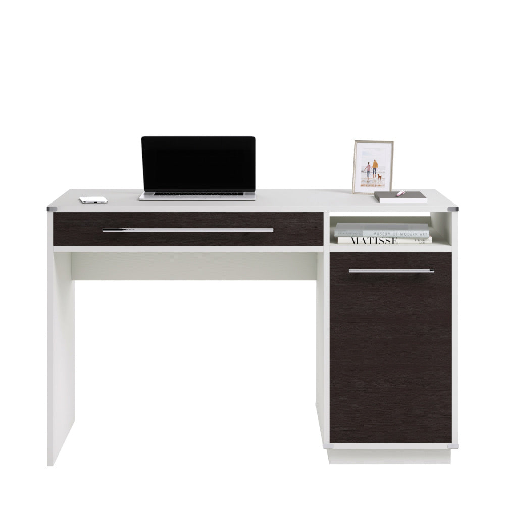 Sauder Vista Key Single Pedestal Computer Desk with Storage, Misted Elm Finish