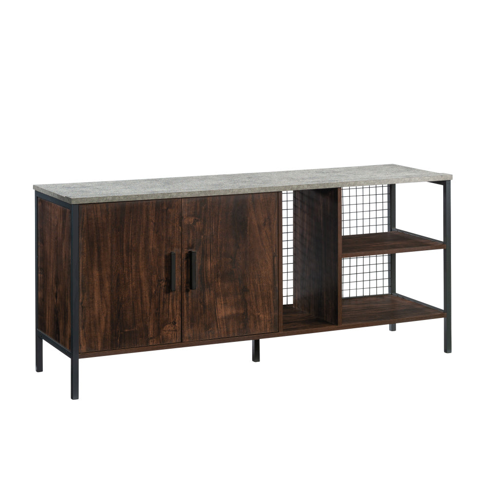 Market Commons TV Credenza Rich Walnut with Slate