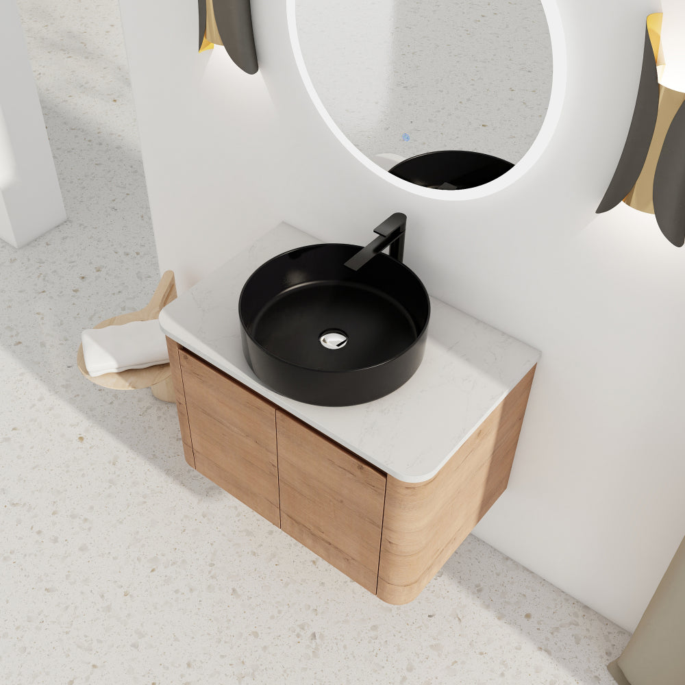 42'' Wall-Mounted Bathroom Vanity With Ceramic Art Sink, and 1-Storage Shelves, 2-Soft-Close Door, KD-Packing, Plywood