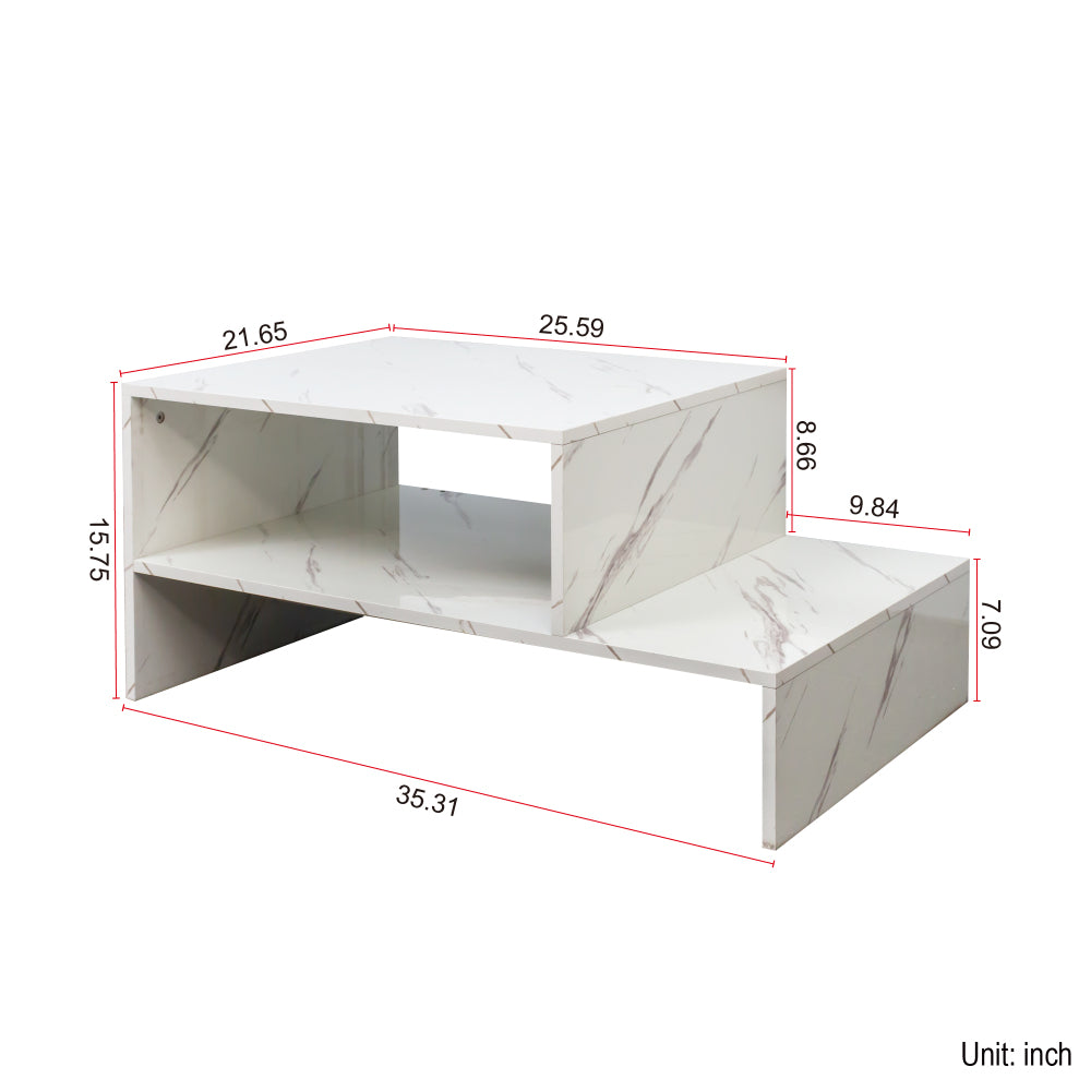 Coffee table with unique architectural shape,white