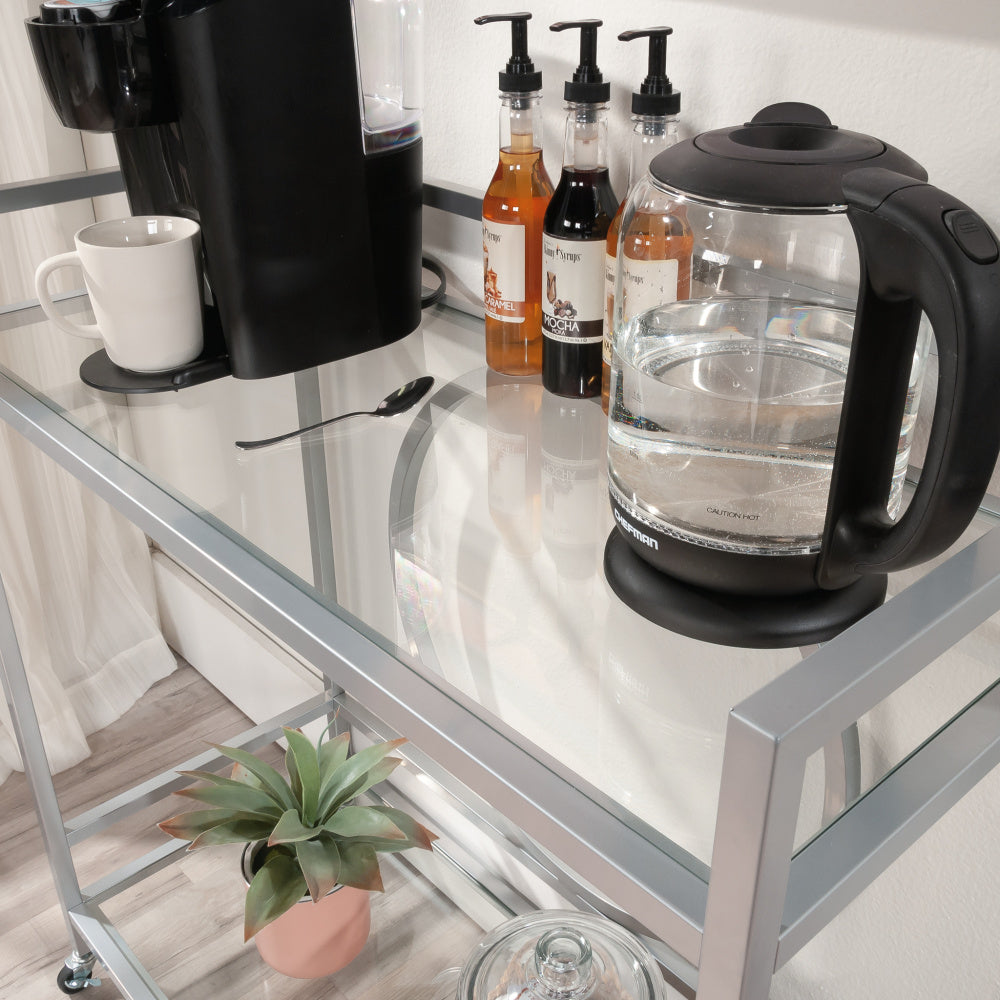 nternational Lux Rolling Bar Cart Silver  – Sauder