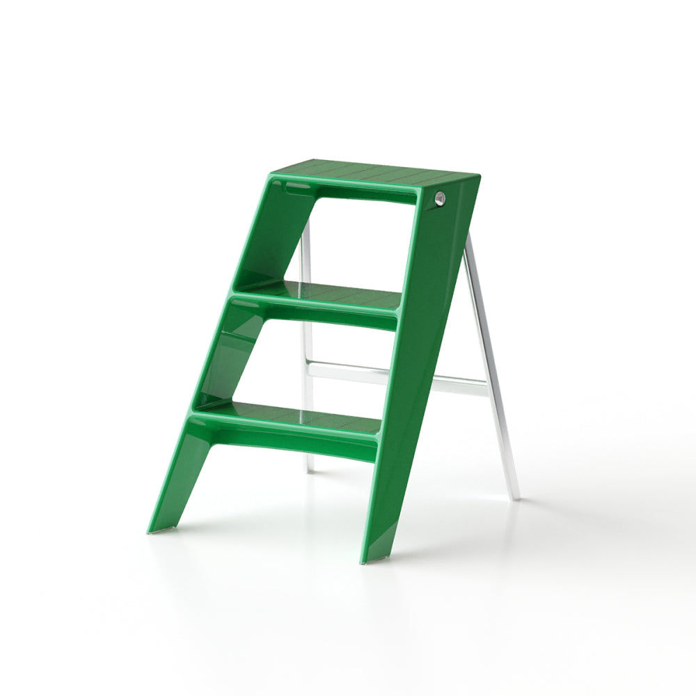 Home folding ladder frame indoor (green)multi-functional thick folding ladder stool simple creative anti-slip plastic edge table ladder frame