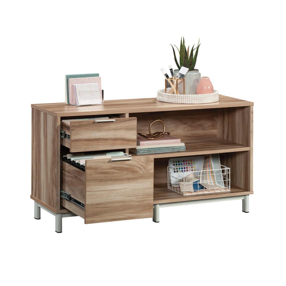 Sauder Bergen Circle Engineered Wood File Credenza in Kiln Acacia/Brown