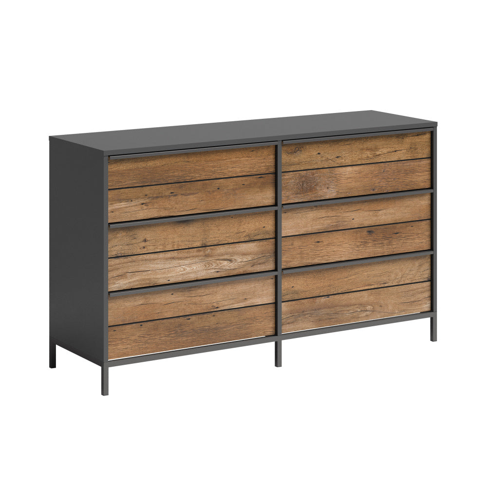 Boulevard Café 6-Drawer Dresser Black with Vintage Oak