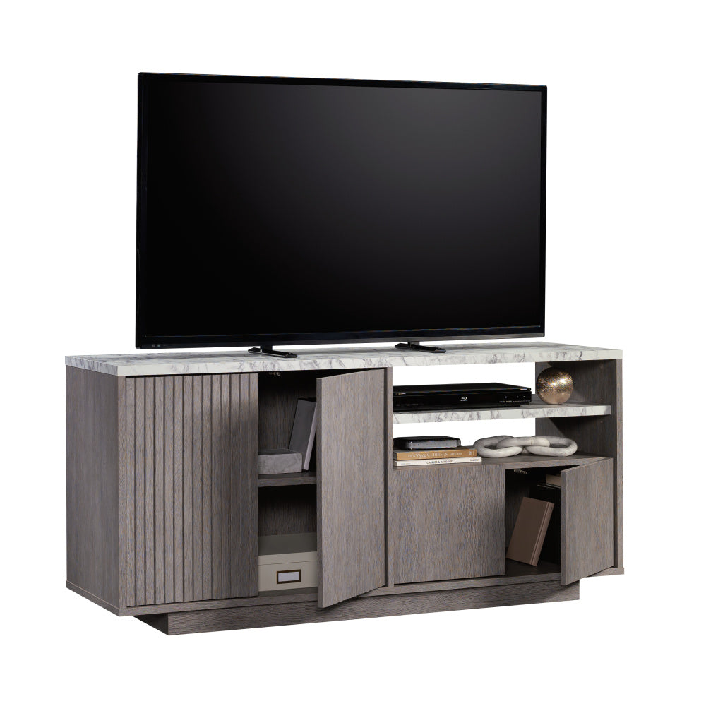 Sauder East Rock Engineered Wood Credenza in Ashen Oak Finish