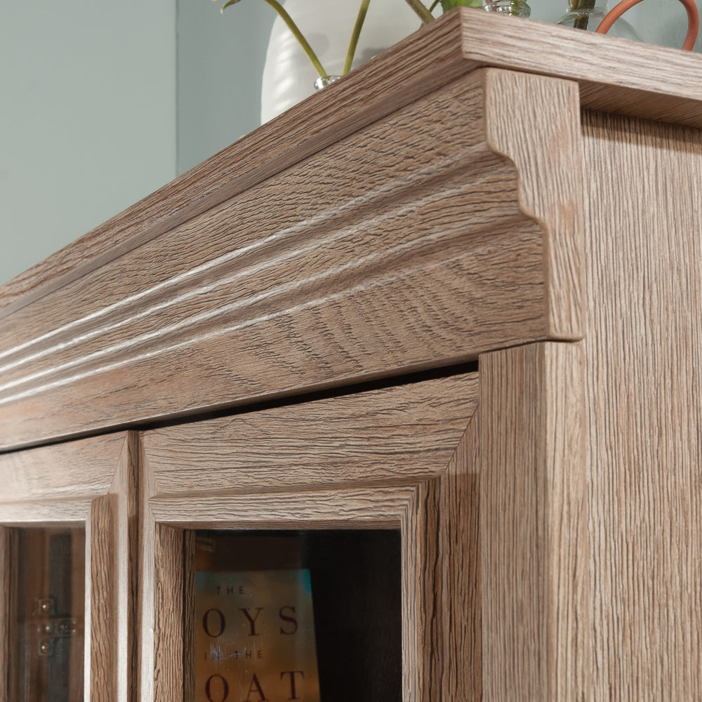 Sauder Rollingwood Engineered Wood Library Hutch in Brushed Oak Finish