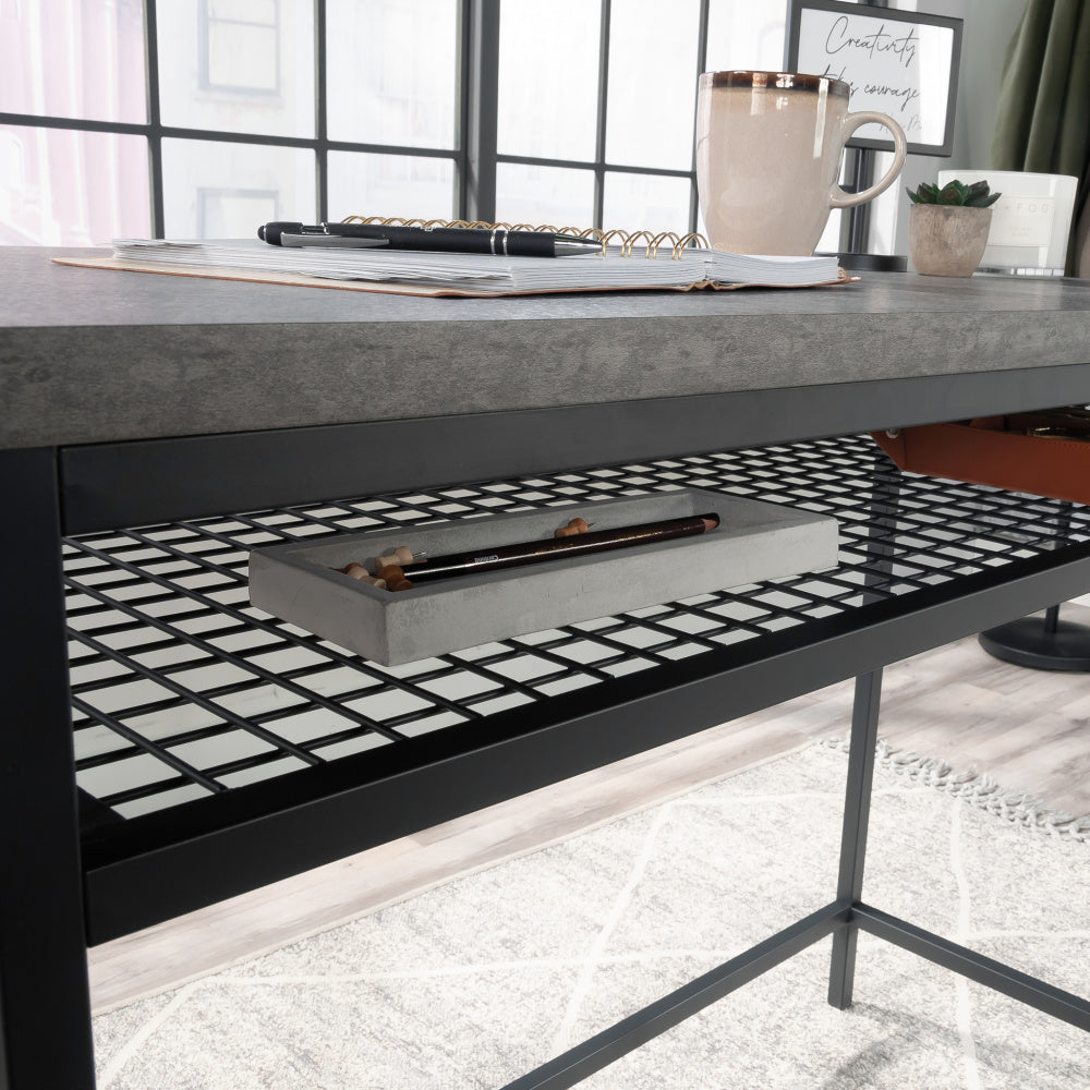 Sauder Market Commons Writing Desk with Storage, Slate Gray Finish