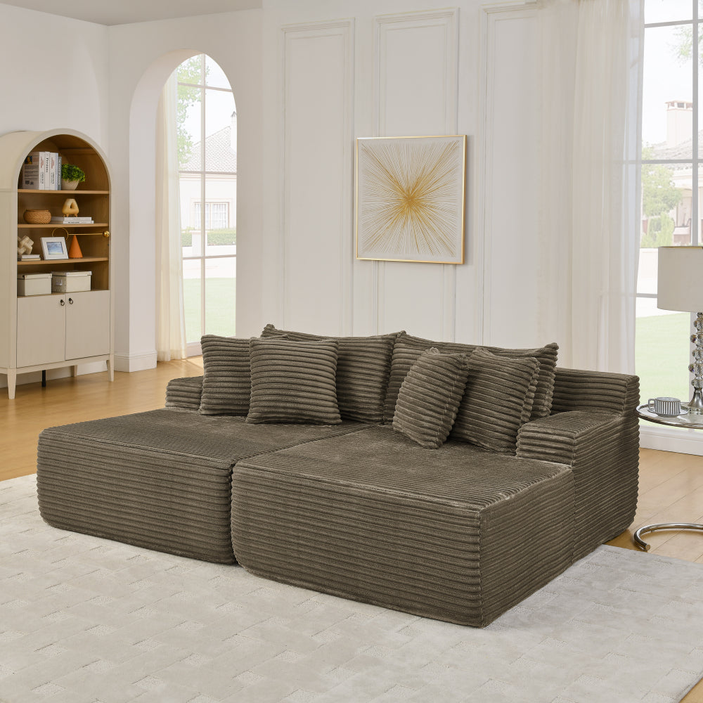 Two-seater lazy sofa lounge chair,Compressed sofa no assembly required, made of velvet fabric, fluffy modern lounge chair, used for indoor living rooms and bedrooms-Black