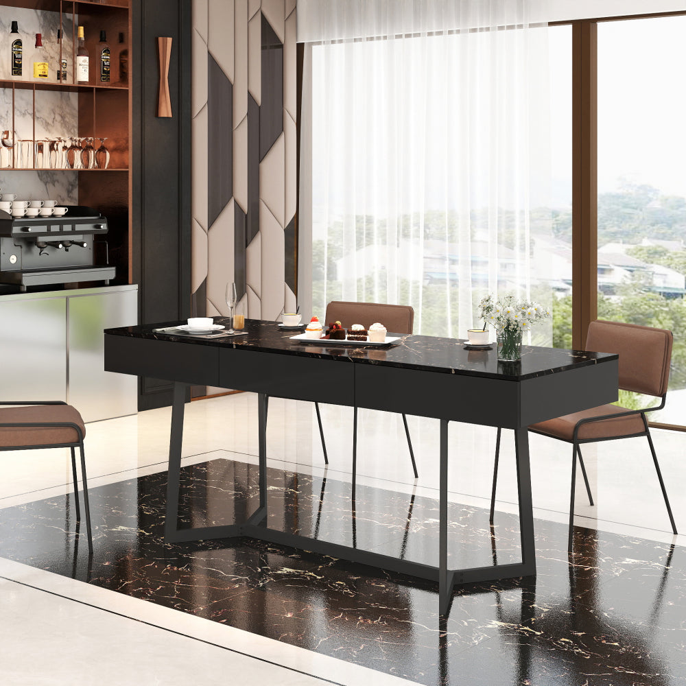 Modern Black 70.87" Computer Desk, Study & Work Desk, Y-Shaped Metal Legs