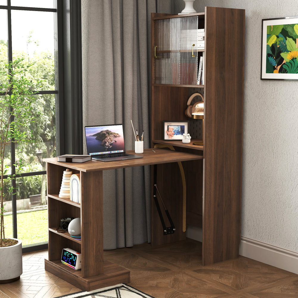 Home Office Computer Desk with Hutch, Antiqued Black finish