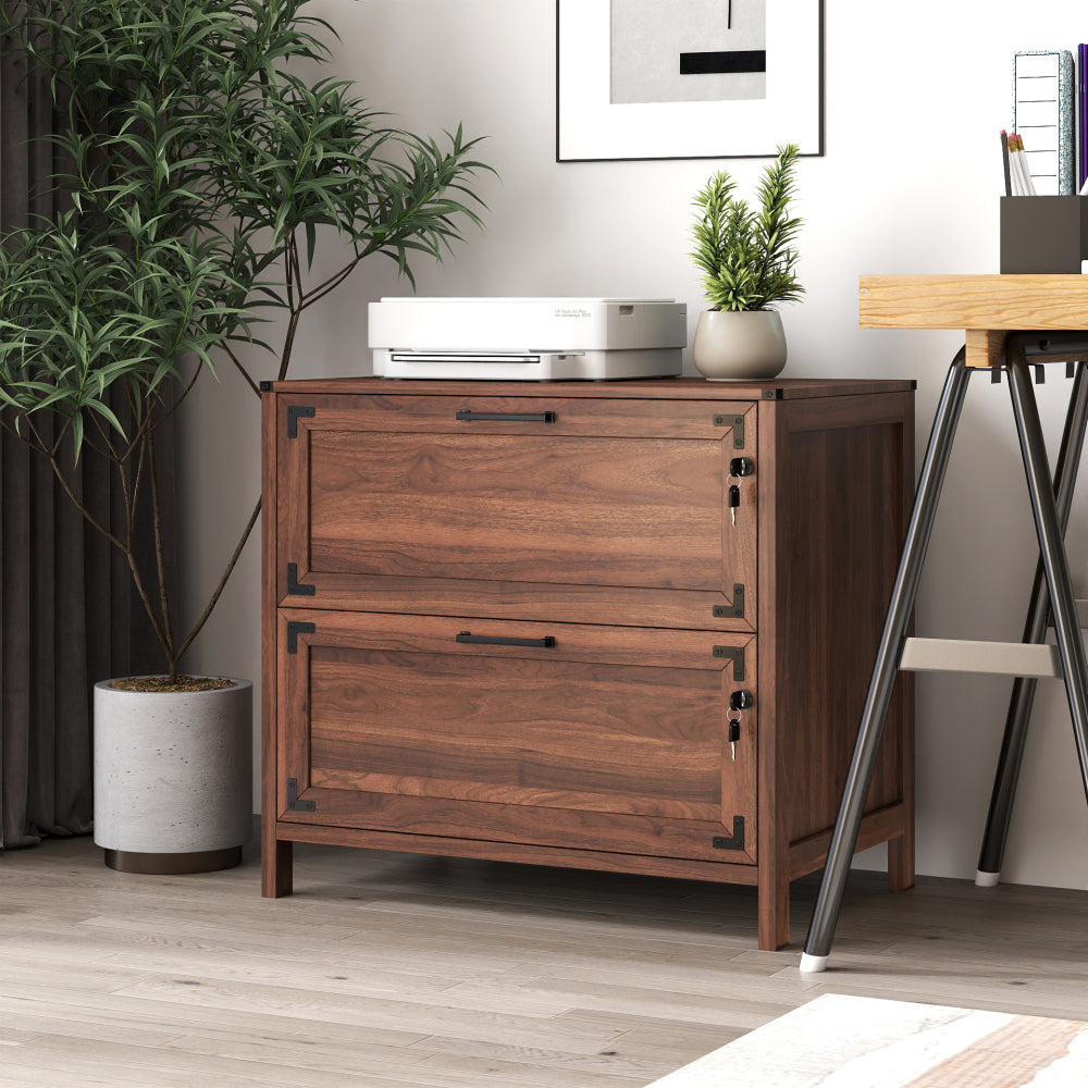 2 Drawer Farmhouse File Cabinet,Filing Cabinet with Lock for Home Office