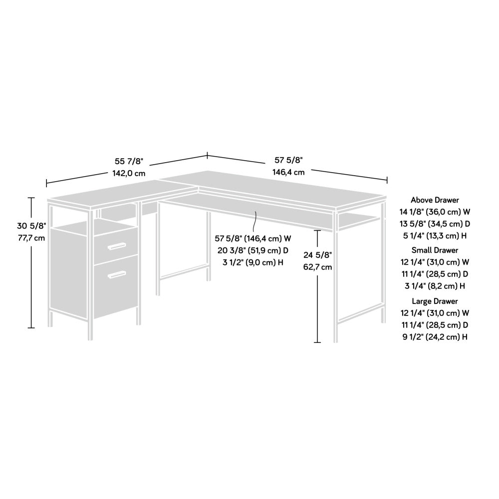 Sauder Market Commons L Desk, Prime Oak Finish