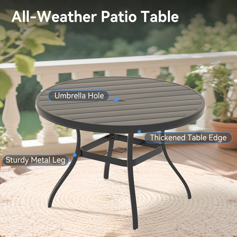 7 Pieces Patio Dining Set, Patio Furniture Set of 6 Patio Stackable Dining Chairs and 52.95" Outdoor Metal Round Table